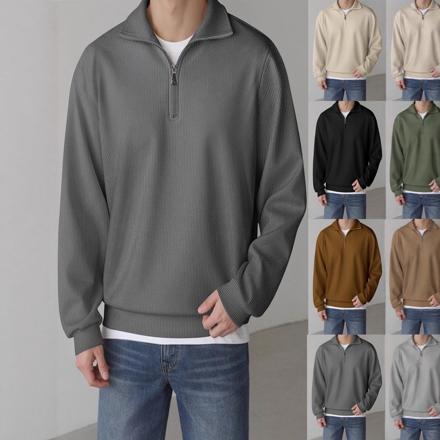 Casual pullover for men with half zipper Chic and Style