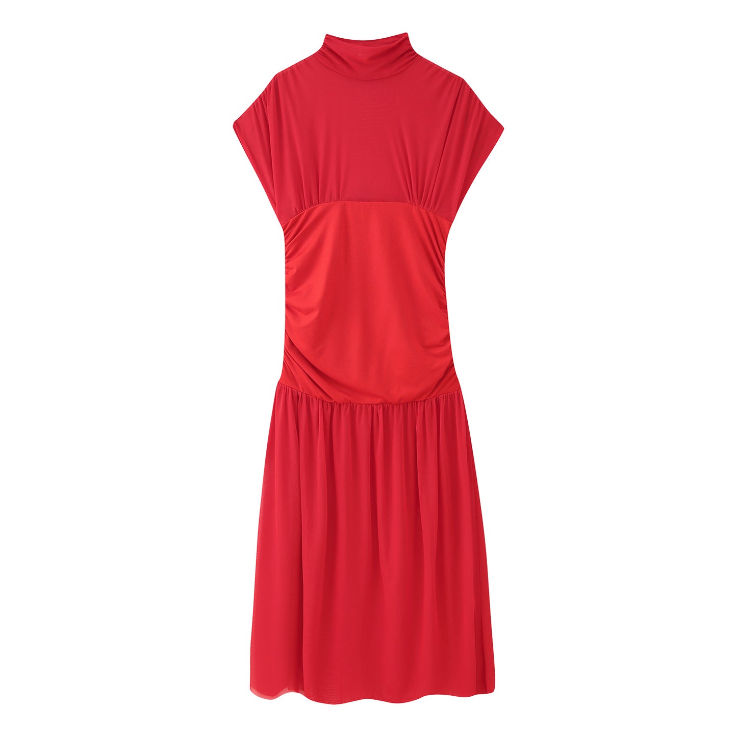 Robe maxi femme avec col montant tendance et élément de fronces raffiné Chic und Stil