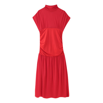 Robe maxi femme avec col montant tendance et élément de fronces raffiné Chic und Stil