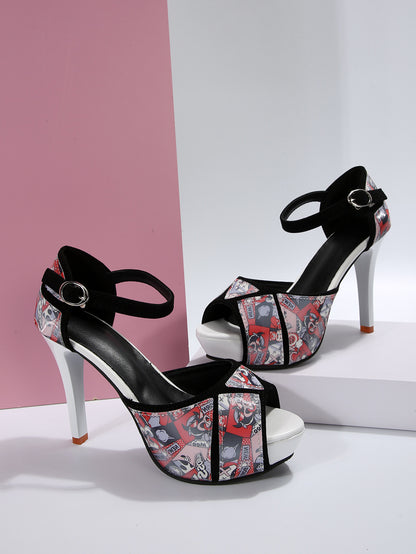 Sandales ouvertes pour femmes avec un design en paillettes glamour et un élégant talon bloc Chic und Stil