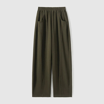 Pantalons larges en jersey doux taille haute pour femmes Chic und Stil