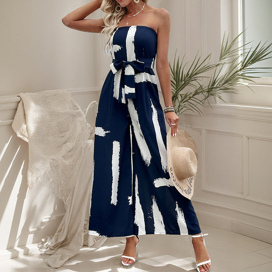 Combinaison sans bretelles pour femmes avec jambes larges et ceinture cintrée Chic und Stil