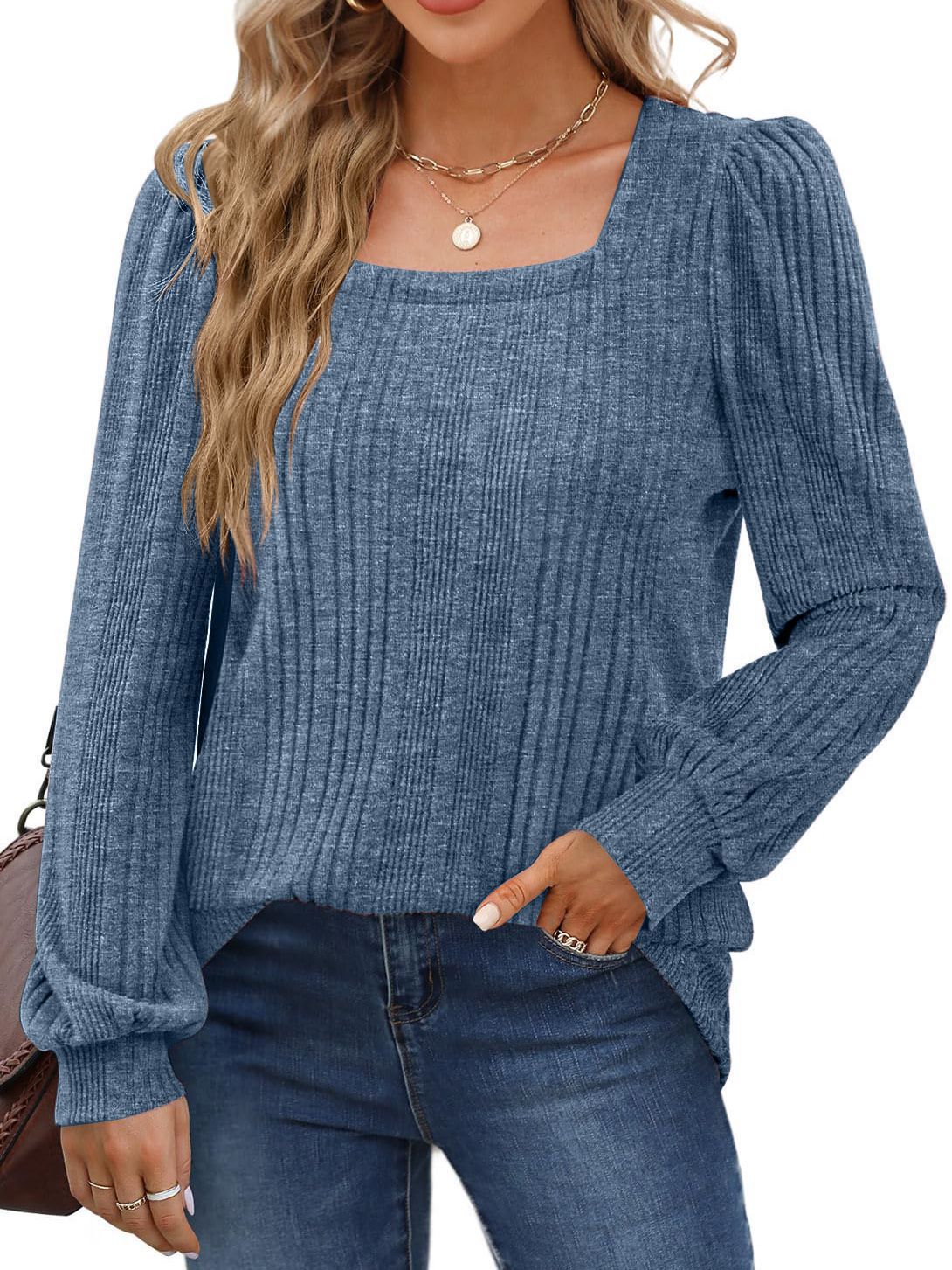 Pull en tricot pour femmes avec un élégant motif à côtes et des manches bouffantes Chic und Stil