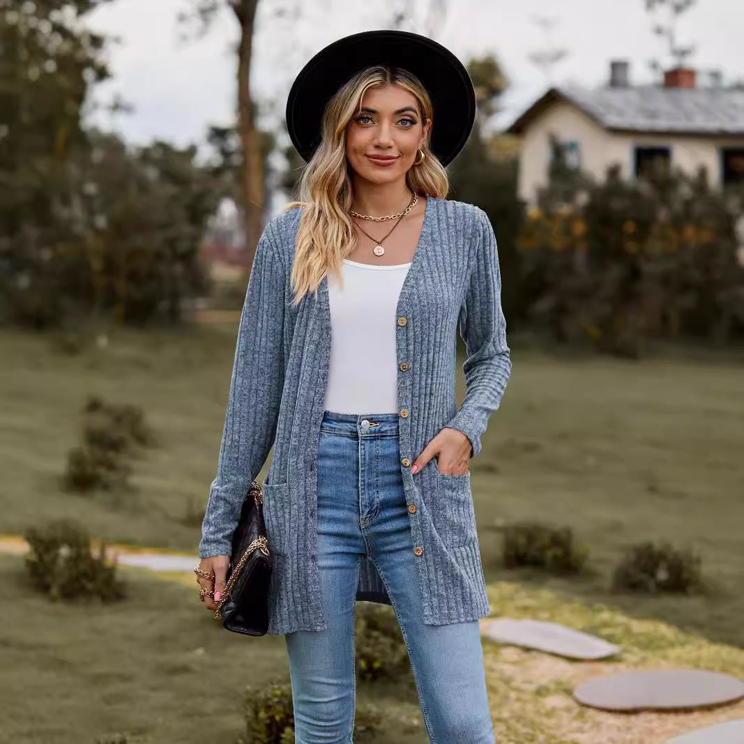 Dames décontracté cardigan en tricot avec détails en boutons et poches pratiques Chic und Stil