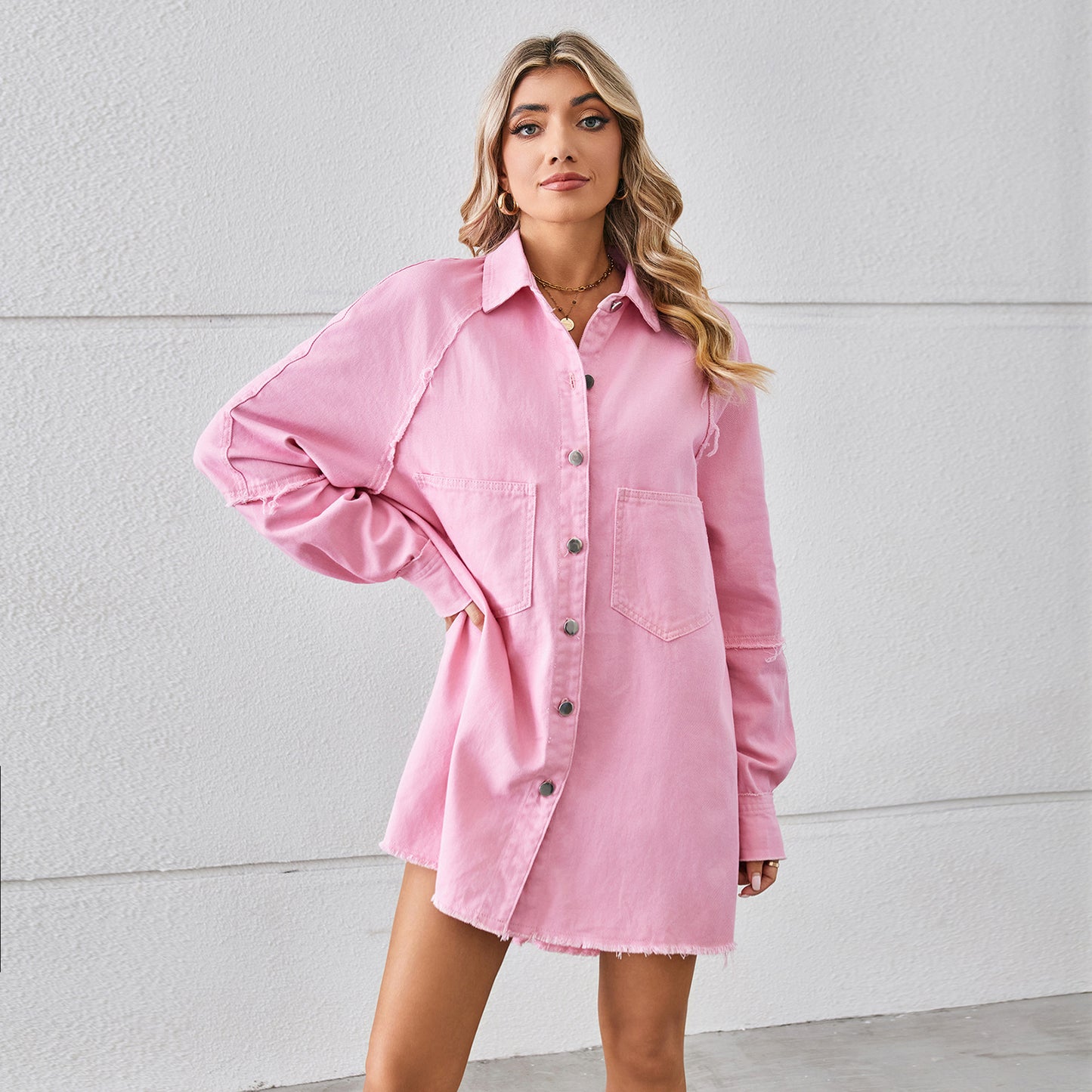 Women's Denim Shirt Dress with Practical Pockets and Relaxed Fit Chic und Stil