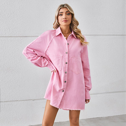Women's Denim Shirt Dress with Practical Pockets and Relaxed Fit Chic und Stil