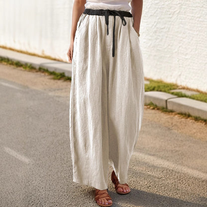 Loose linen pants for women with elastic waistband and stylish drawstring Chic and Style