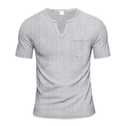 Chemise courte à manches courtes tendance pour hommes avec structure et col Henley Chic und Stil