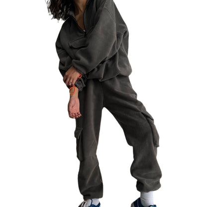 Dames Ensemble de Fleece Sportif Chic und Stil