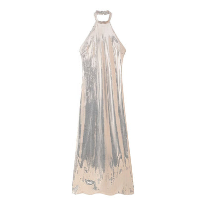 Robe de soirée pour dames avec un design en sequins scintillants et un élégant col halter Chic und Stil
