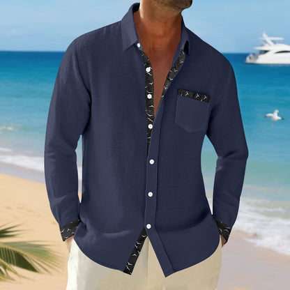 Chemise décontractée à manches longues pour hommes avec col tendance et poche poitrine Chic und Stil