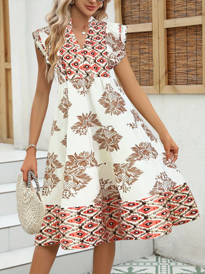 Robe maxi fleurs pour femmes avec manches courtes Chic und Stil
