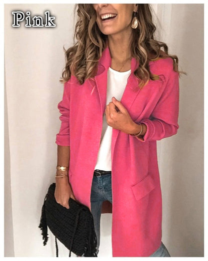 Dames élégante long manteau avec poches Chic und Stil
