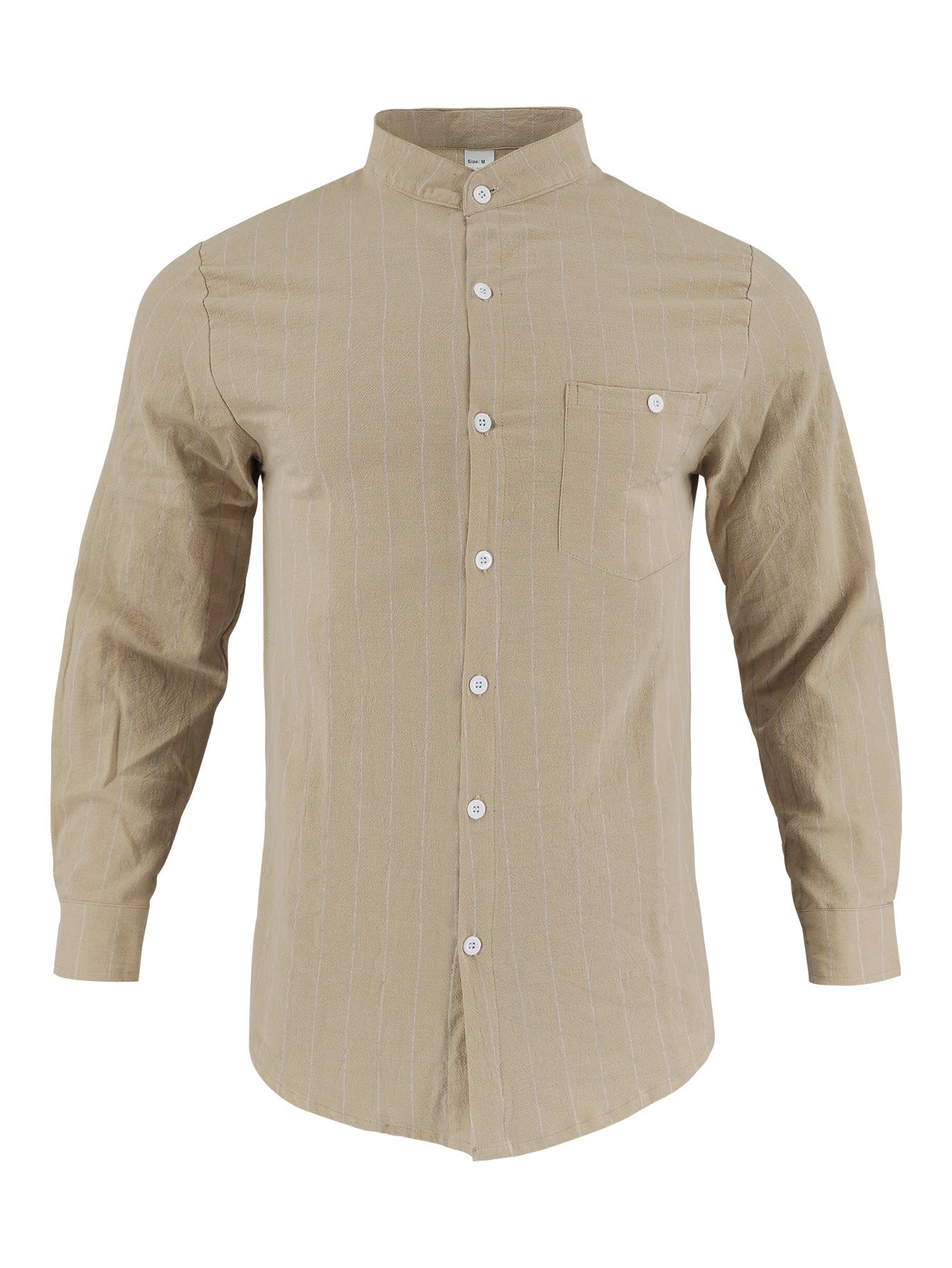 Chemise à manches longues pour hommes avec col montant moderne et motif à rayures fines Chic und Stil