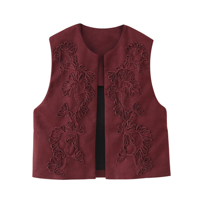 Dames gilet avec design floral en broderie Chic und Stil