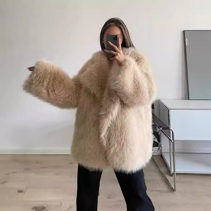 Dames Boucle Veste en fourrure artificielle Chic und Stil