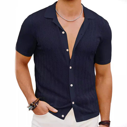 Chemise en tricot à manches courtes pour hommes avec design texturé Chic und Stil