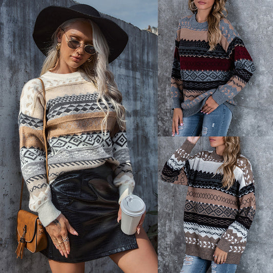 Pull en tricot pour femmes avec motif graphique et coupe décontractée Chic und Stil