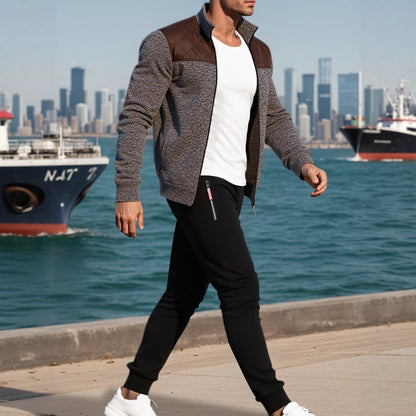 Veste de sport pour hommes avec un motif à côtes horizontales et une zone d'épaule légèrement rembourrée Chic und Stil