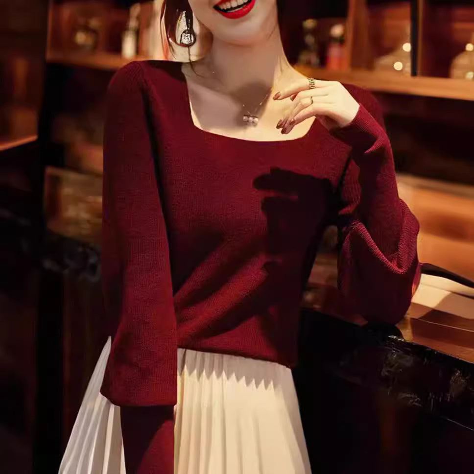 Pull en maille élégant pour femmes avec un joli décolleté carré et une coupe ample Chic und Stil
