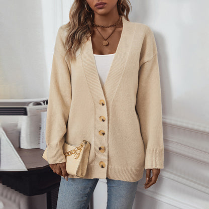 Dames confortable cardigan avec détails de boutons et décolleté en V profond Chic und Stil