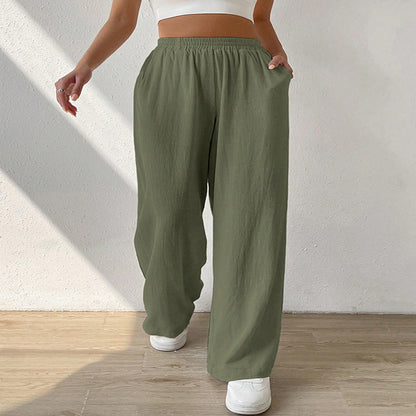 Pantalon ample de loisirs pour femmes avec taille élastique et poches latérales pratiques Chic und Stil