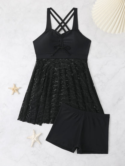 Robe de bain pour dames avec shorts intégrés et détails de bretelles raffinés Chic und Stil