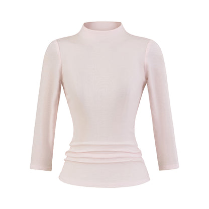 Chemise à manches longues pour femmes avec col montant et détails froncés Chic und Stil