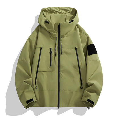 Functional outdoor jacket for men with adjustable hood and multiple pockets Chic and Style