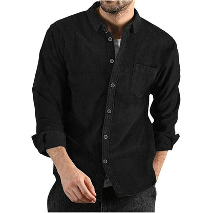 Chemise décontractée en corduroy pour hommes avec poche poitrine et col à la mode Chic und Stil