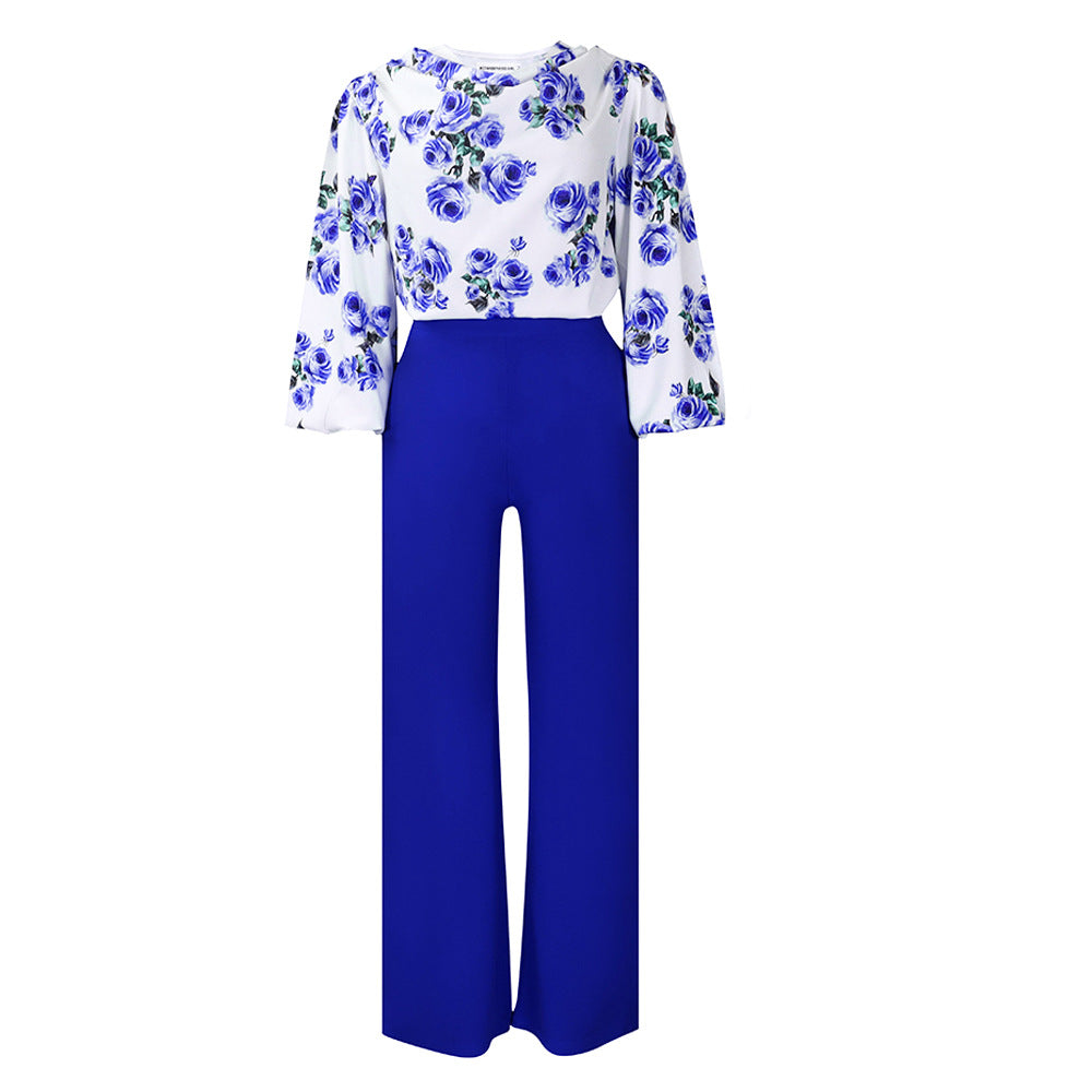 Combinaison pour femmes avec haut floral et pantalons larges Chic und Stil