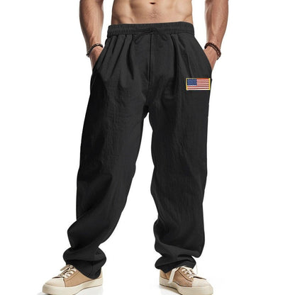 Casual men's pants with adjustable waistband and American patch Chic und Stil