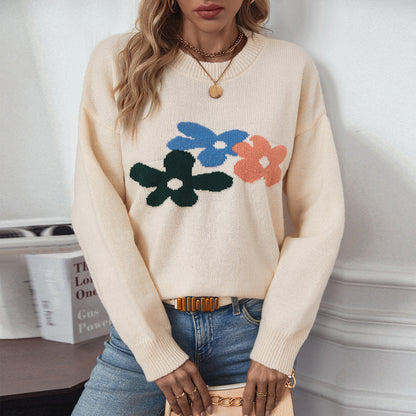 Pull décontracté pour femmes avec motifs floraux et col rond Chic und Stil