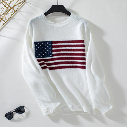 Pull en tricot pour femmes avec motif de drapeau et encolure ronde Chic und Stil