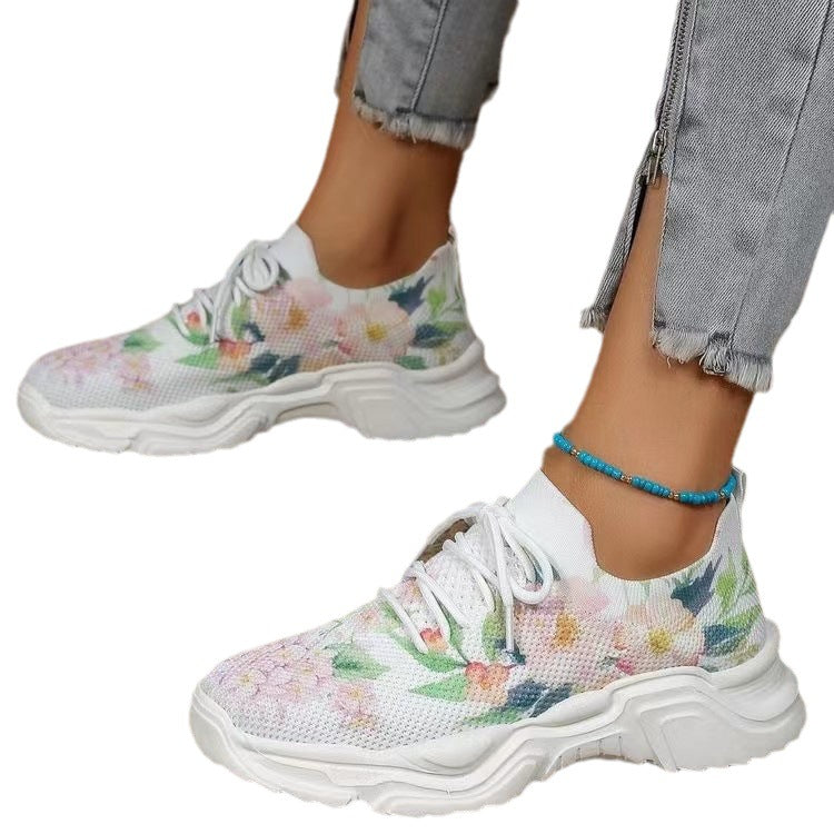 Baskets féminines à la mode avec design floral et semelle rembourrée Chic und Stil