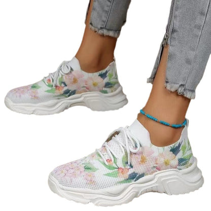 Baskets féminines à la mode avec design floral et semelle rembourrée Chic und Stil