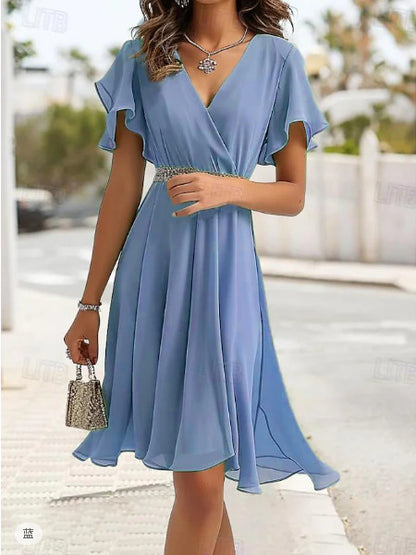 Robe portefeuille à volants fluides pour femmes Chic und Stil