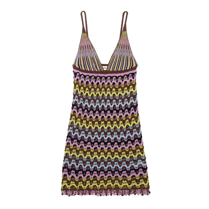 Robe d'été en chiffon pour femmes avec motif en vagues et bretelles réglables Chic und Stil
