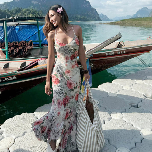 Robe maxi à motif florale pour femme avec bretelles réglables Chic und Stil