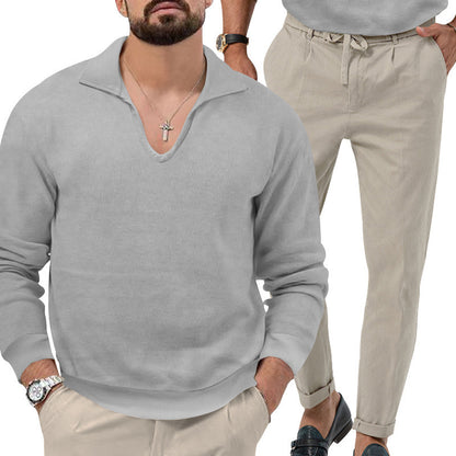 Comfortable pullover for men with V-neck and elegant pants combination Chic and Style