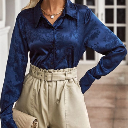 Dames Élégante blouse satinée avec motif floral Chic und Stil