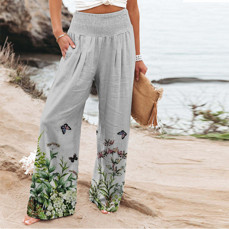 Palazzo pants for women with floral pattern and elastic waist Chic and Style