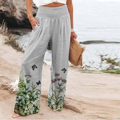 Palazzo pants for women with floral pattern and elastic waist Chic and Style