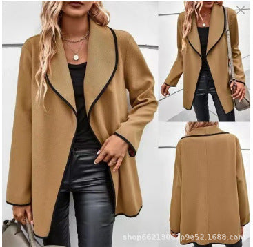 Dames élégant blazer oversize avec piping contrasté Chic und Stil