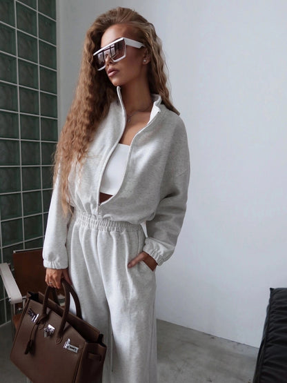 Combinaison en polaire pour femmes avec col montant et fermeture éclair Chic und Stil