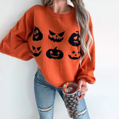 Pull oversize pour femmes avec motif Halloween joyeux Chic und Stil