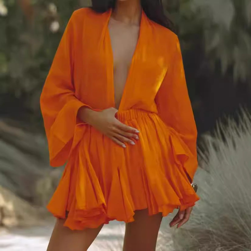 Robe d'été à manches courtes pour dames avec motif léopard et ourlet fluide Chic und Stil