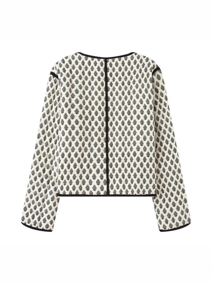 Ladies quilted jacket with decorative pockets and modern print Chic and Style