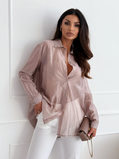 Chemisier transparent métallique pour femmes avec boutons Chic und Stil