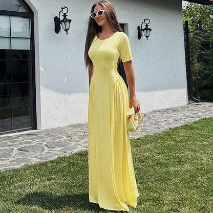 Robe Maxi Élégante pour Femmes avec Poches Latérales Chic und Stil